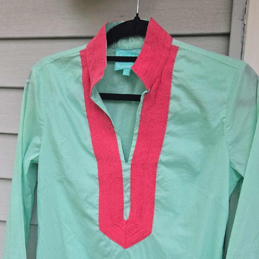 Sail To Sable Green & Pink Classic Tunic Dress Size S